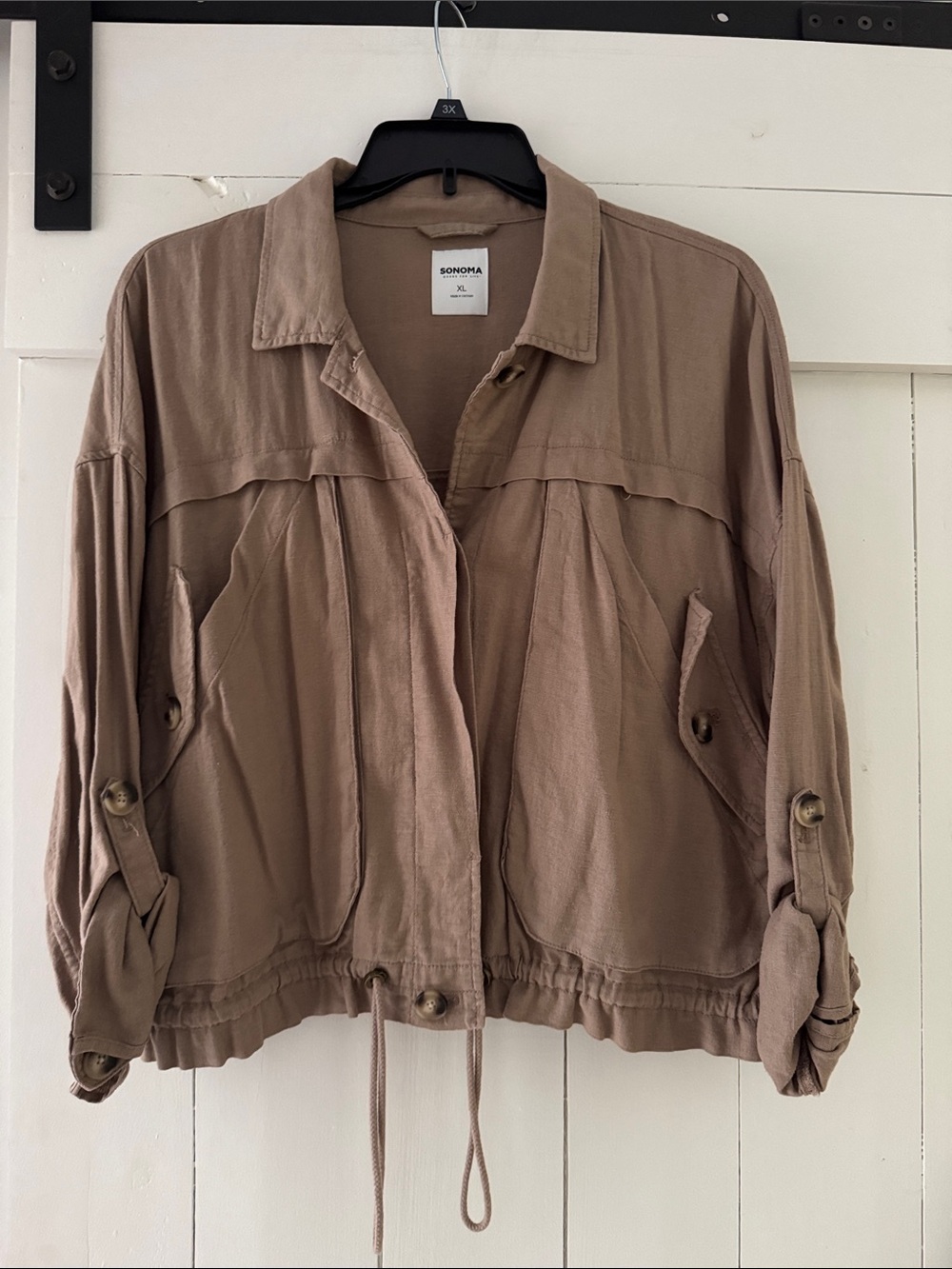 Light Weight Safari Brown Linen Cropped Jacket XL 
Sonoma